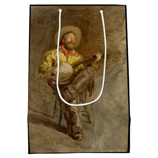 Zingen Spaanse cowboy en banjo spelen Trail Song Medium Cadeauzakje (Achterkant)