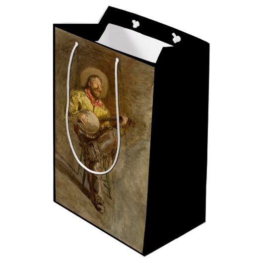 Zingen Spaanse cowboy en banjo spelen Trail Song Medium Cadeauzakje (Achterkant Gekanteld)