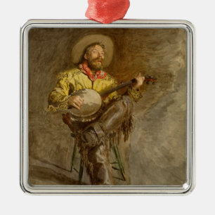 Zingen Spaanse cowboy en banjo spelen Trail Song Metalen Ornament
