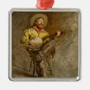 Zingen Spaanse cowboy en banjo spelen Trail Song Metalen Ornament