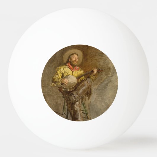 Zingen Spaanse cowboy en banjo spelen Trail Song Pingpongbal (Voorkant)