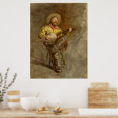 Zingen Spaanse cowboy en banjo spelen Trail Song Poster (Keuken)
