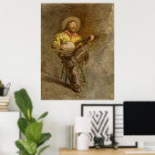 Zingen Spaanse cowboy en banjo spelen Trail Song Poster (Thuiskantoor)