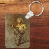 Zingen Spaanse cowboy en banjo spelen Trail Song Sleutelhanger (Achterkant)