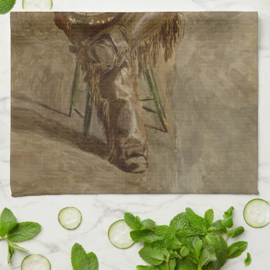 Zingen Spaanse cowboy en banjo spelen Trail Song Theedoek (Gevouwen)