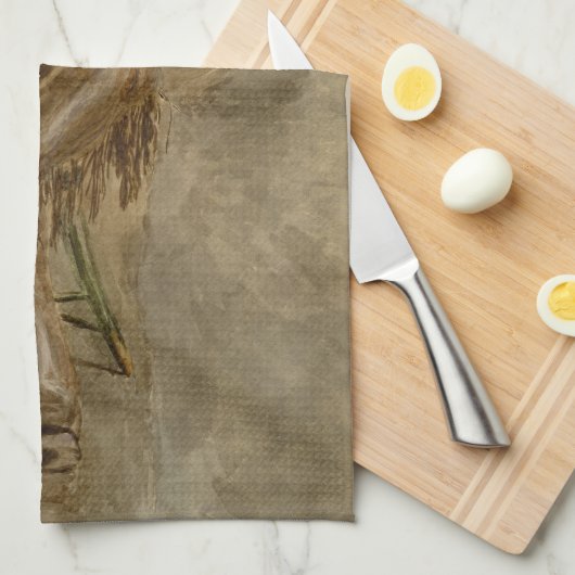 Zingen Spaanse cowboy en banjo spelen Trail Song Theedoek (Quarter Fold)