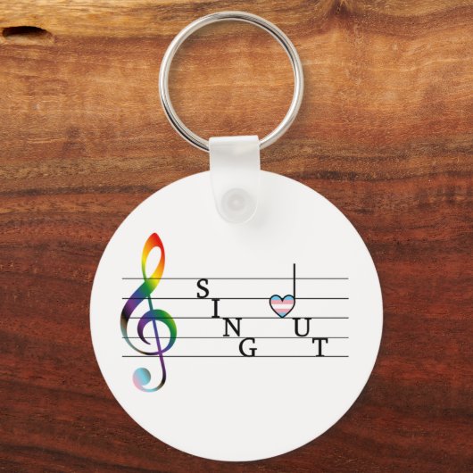 Zingen uit Trans Pride Sleutelhanger (Voorkant)
