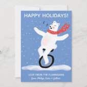 Zingen Unicycle Polar Beer Kerst Custom Feestdagenkaart (Voorkant)
