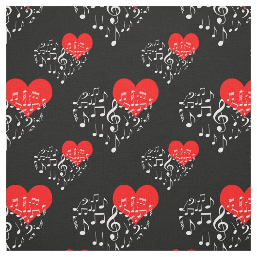 Zingen van het hartpatroon. Witte noten, zwarte ac Stof (Swatch)