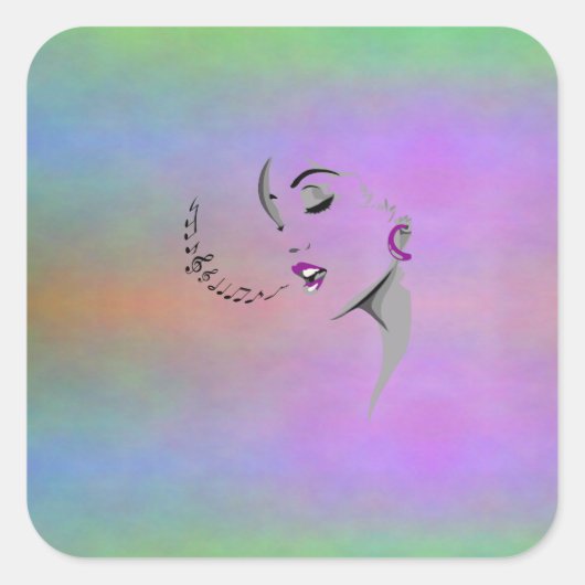 Zingend een Song Design Vierkante Sticker (Voorkant)