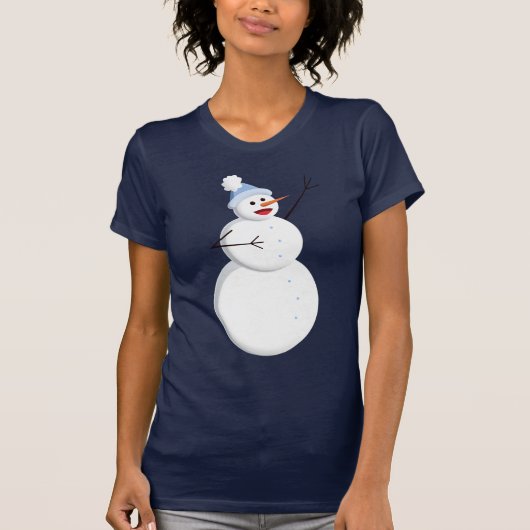 Zingend Gelukkige Sneeuwman T-shirt (Voorkant)