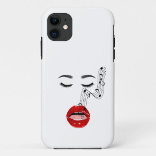 Zingend Gezicht met Muzieknoden, Cadeau voor Muzie Case-Mate iPhone Case