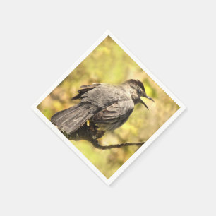 Zingend grijs Catbird Paper Napkins Servetten