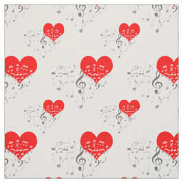 Zingend hartpatroon. Rode harten, grijze noten Stof