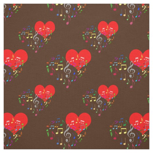 Zingend Heart Pattern. Kleurnotities, bruine achte Stof (Swatch)