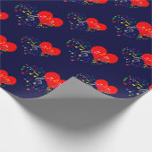 Zingend Heart Pattern. Rode harten, kleurrijke not Cadeaupapier (Hoek)