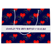 Zingend Heart Pattern. Rode harten, kleurrijke not Groot Cadeauzakje (Voorkant)