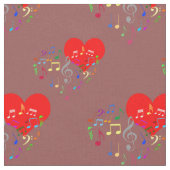 Zingend Heart Pattern. Rode harten, kleurrijke not Stof (Close Up)