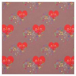 Zingend Heart Pattern. Rode harten, kleurrijke not Stof