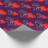 Zingend Heart Pattern. Rode harten, witte noten Cadeaupapier (Hoek)