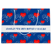 Zingend Heart Pattern. Rode harten, witte noten Groot Cadeauzakje (Voorkant)