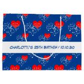 Zingend Heart Pattern. Rode harten, witte noten Groot Cadeauzakje (Achterkant)