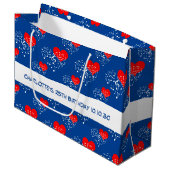 Zingend Heart Pattern. Rode harten, witte noten Groot Cadeauzakje (Voorkant Gekanteld)