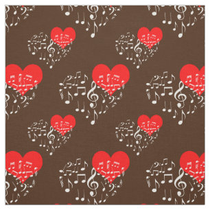 Zingend Heart Pattern. Witte noten, bruine achterg Stof