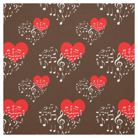 Zingend Heart Pattern. Witte noten, bruine achterg Stof (Swatch)