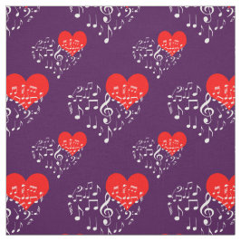 Zingend Heart Pattern. Witte noten op Violet Stof
