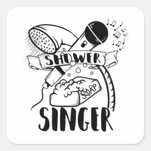 Zingend in de douche vierkante sticker