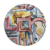 Zingend in de keuken-hand gesneden moderne kunst snijplank (Voorkant)