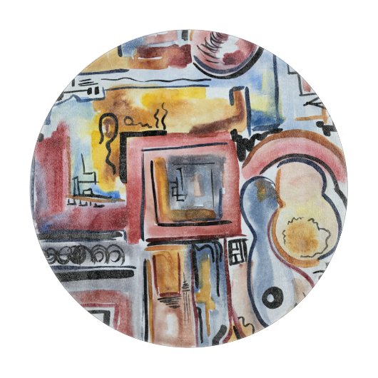 Zingend in de keuken-hand gesneden moderne kunst snijplank (Voorkant)