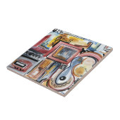 Zingend in de keuken-hand gesneden moderne kunst tegeltje (Zijkant)