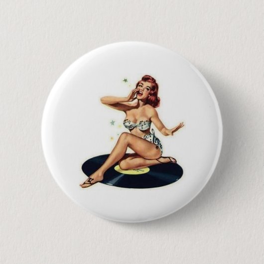 zingend meisje ronde button 5,7 cm (Voorkant)