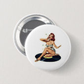 zingend meisje ronde button 5,7 cm (Voorkant /achterkant)
