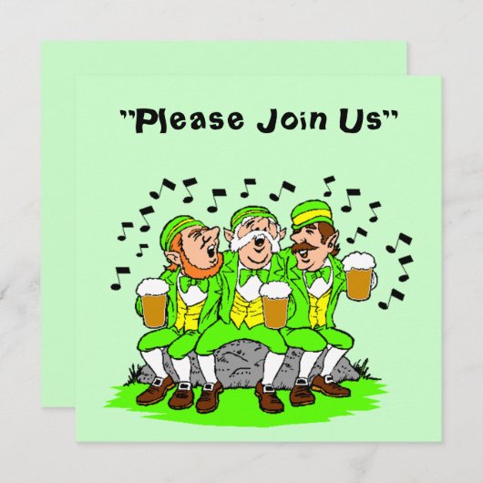 Zingend met Beer St. Patrick's Day Uitnodiging (Voorkant / Achterkant)