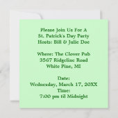 Zingend met Beer St. Patrick's Day Uitnodiging (Achterkant)