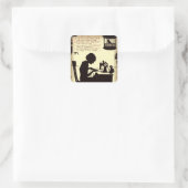 Zingend naaiende dame sprookje gedicht vierkante sticker (Tas)