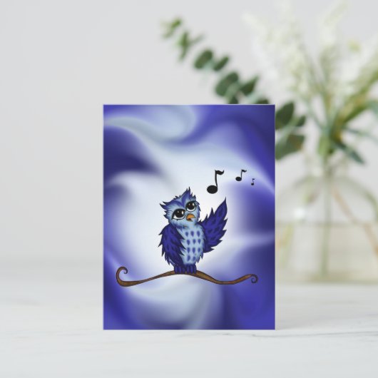 zingend Owl Briefkaart (Staand voorkant)