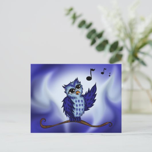 zingend Owl Briefkaart (Staand voorkant)