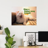 zingend schattig kat poster (Thuiskantoor)