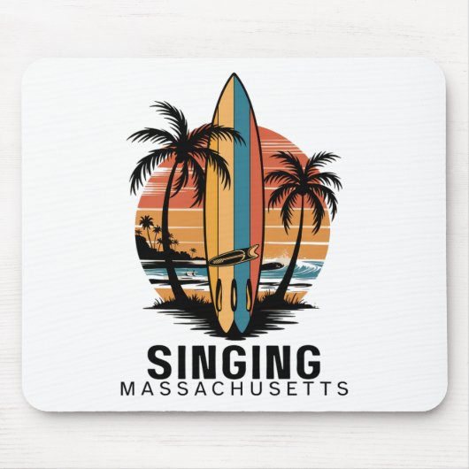 Zingend strand Machusetts surfen surfer  Muismat (Voorkant)