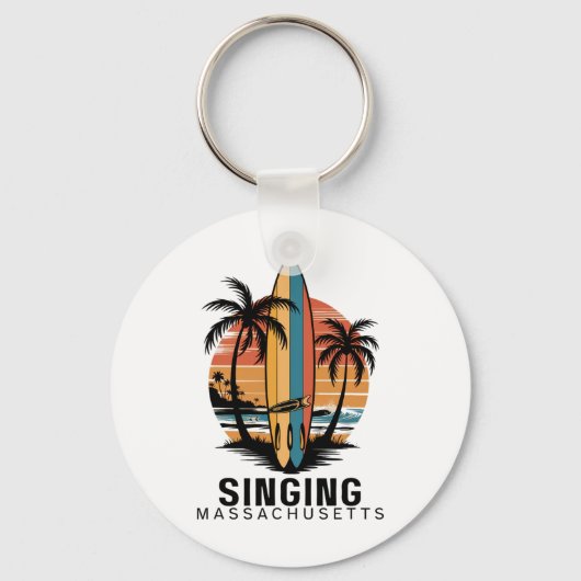 Zingend strand Machusetts surfen surfer  Sleutelhanger (Voorkant)