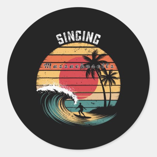 Zingend strand Massachusetts Strand Surfen Ronde Sticker (Voorkant)