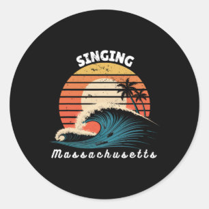 Zingend strand Massachusetts Vrouwen Mannen Surfbo Ronde Sticker