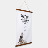 Zingend Vogel met Muzieknoten Psalm Bijbelvers Hangend Wandkleed (Gebogen)