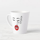 Zingend Vrouw gezicht met muzieknoten Latte Mok (Linkerhoek)