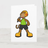 Zingende aap met microfoon en hoofdtelefoon kaart (Voorkant)