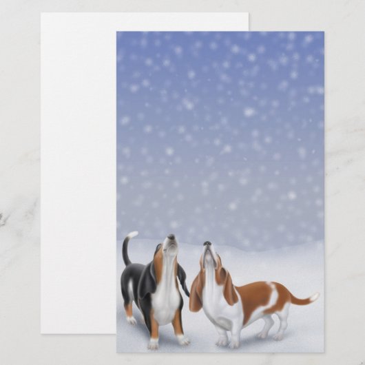 Zingende Basset Hounds Stationery Briefpapier (Voorkant / Achterkant)